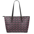 Pink Tyrannosaurus Fossil Pattern Print Leather Tote Bag With Zipper