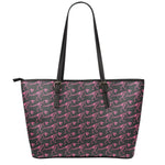 Pink Tyrannosaurus Fossil Pattern Print Leather Tote Bag