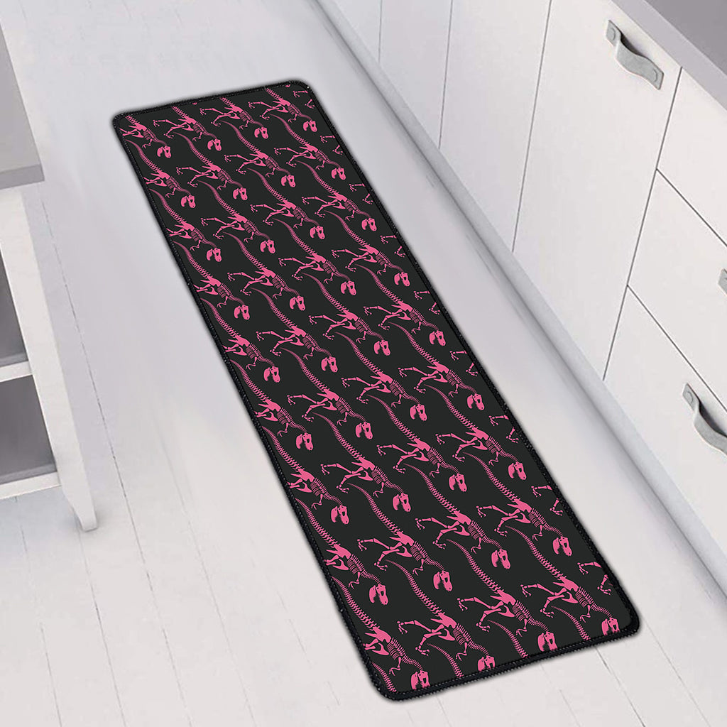 Pink Tyrannosaurus Fossil Pattern Print Long Kitchen Mat