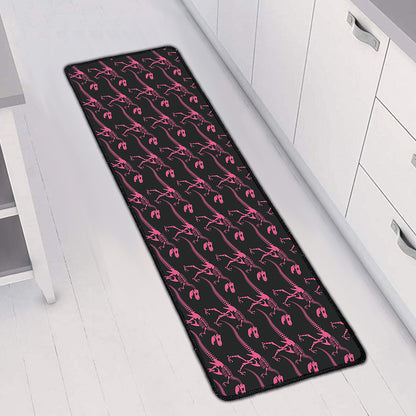 Pink Tyrannosaurus Fossil Pattern Print Long Kitchen Mat