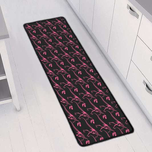 Pink Tyrannosaurus Fossil Pattern Print Long Kitchen Mat