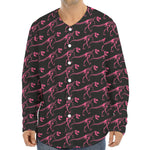 Pink Tyrannosaurus Fossil Pattern Print Long Sleeve Baseball Jersey