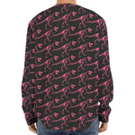 Pink Tyrannosaurus Fossil Pattern Print Long Sleeve Baseball Jersey