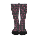 Pink Tyrannosaurus Fossil Pattern Print Long Socks