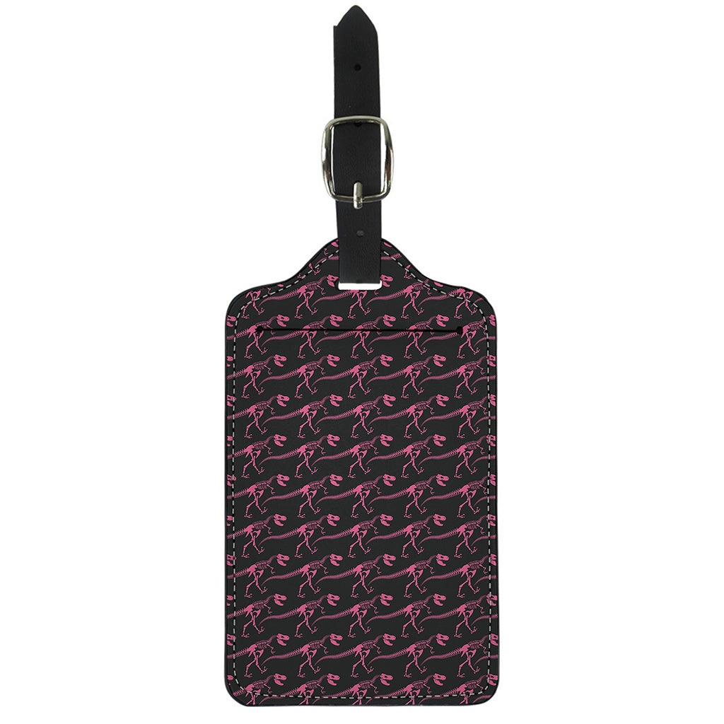 Pink Tyrannosaurus Fossil Pattern Print Luggage Tag