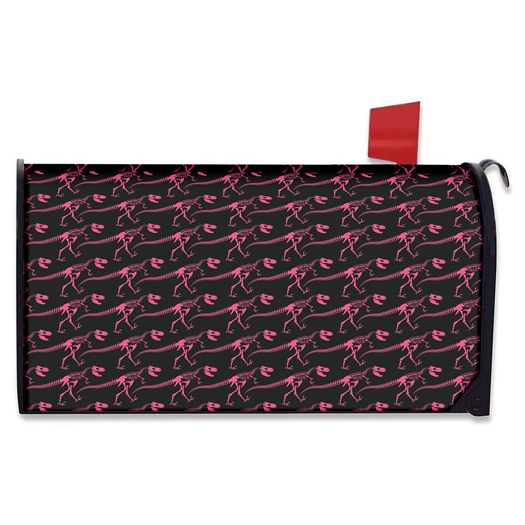 Pink Tyrannosaurus Fossil Pattern Print Mailbox Cover