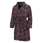 Pink Tyrannosaurus Fossil Pattern Print Men's Bathrobe