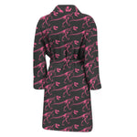 Pink Tyrannosaurus Fossil Pattern Print Men's Bathrobe