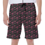 Pink Tyrannosaurus Fossil Pattern Print Men's Beach Shorts