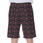 Pink Tyrannosaurus Fossil Pattern Print Men's Beach Shorts