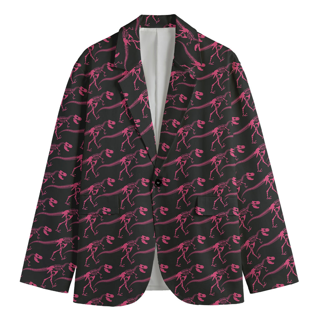 Pink Tyrannosaurus Fossil Pattern Print Men's Blazer