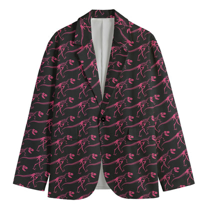 Pink Tyrannosaurus Fossil Pattern Print Men's Blazer