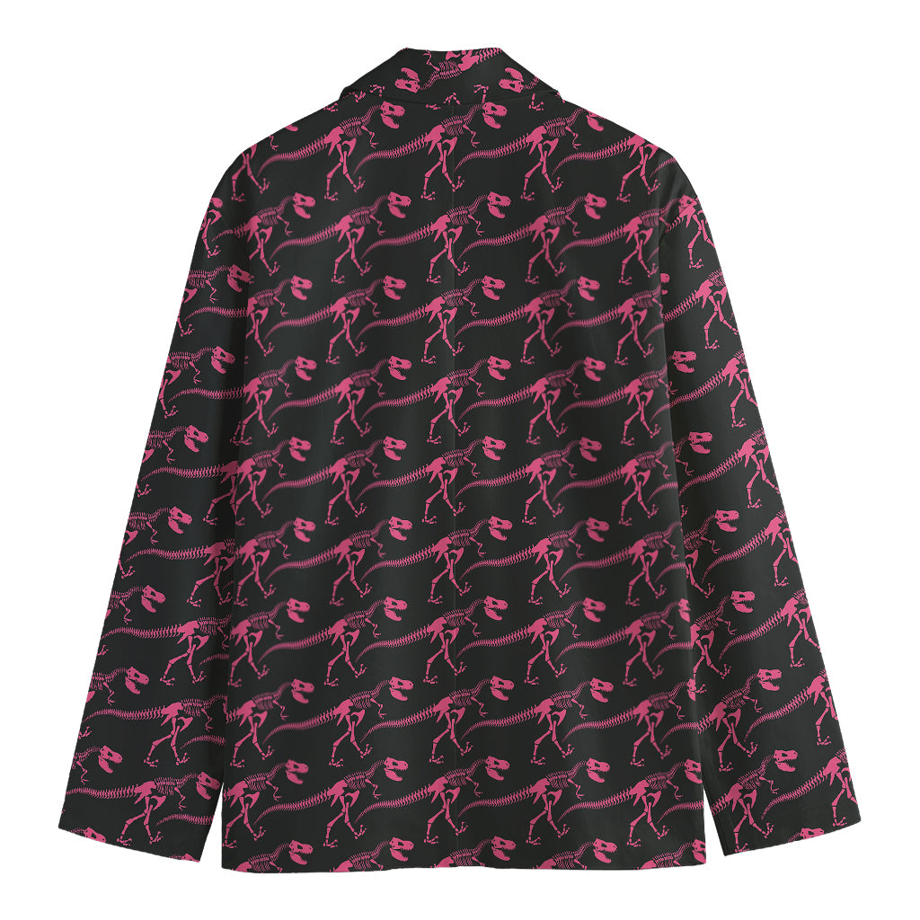 Pink Tyrannosaurus Fossil Pattern Print Men's Blazer