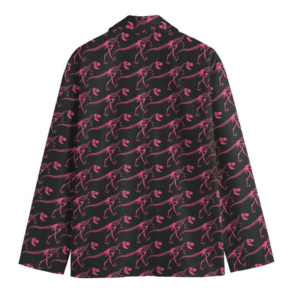 Pink Tyrannosaurus Fossil Pattern Print Men's Blazer