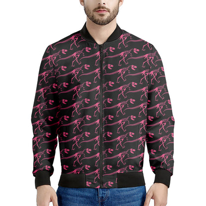 Pink Tyrannosaurus Fossil Pattern Print Men's Bomber Jacket