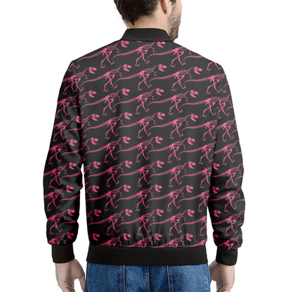 Pink Tyrannosaurus Fossil Pattern Print Men's Bomber Jacket