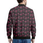 Pink Tyrannosaurus Fossil Pattern Print Men's Bomber Jacket