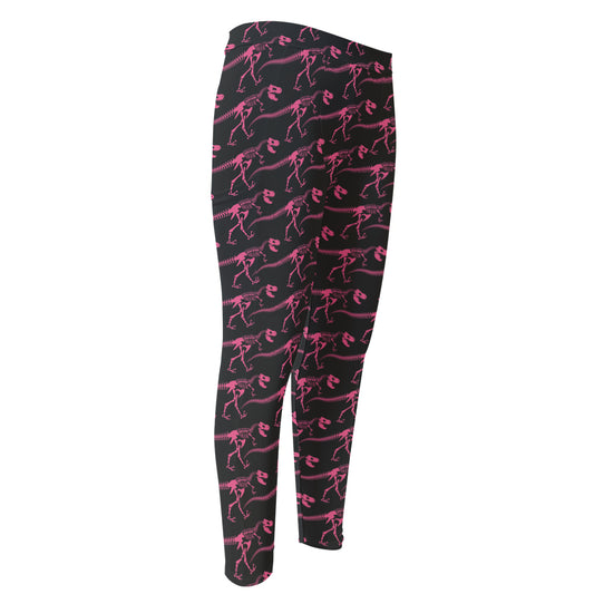 Pink Tyrannosaurus Fossil Pattern Print Men's Compression Pants