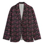 Pink Tyrannosaurus Fossil Pattern Print Men's Cotton Blazer