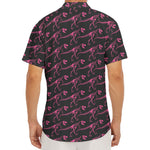 Pink Tyrannosaurus Fossil Pattern Print Men's Deep V-Neck Shirt