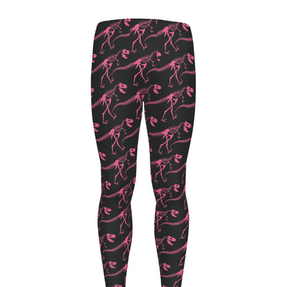 Pink Tyrannosaurus Fossil Pattern Print Men's leggings