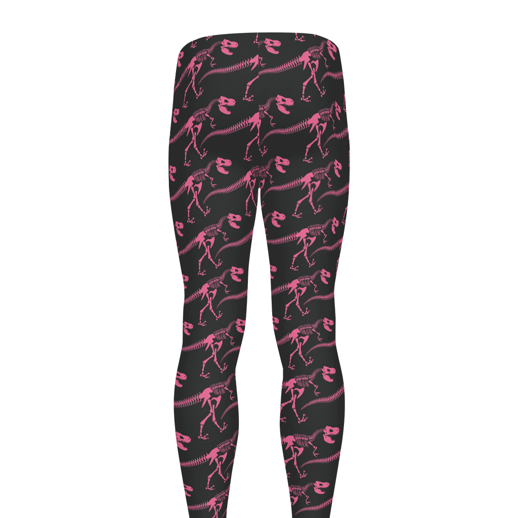 Pink Tyrannosaurus Fossil Pattern Print Men's leggings