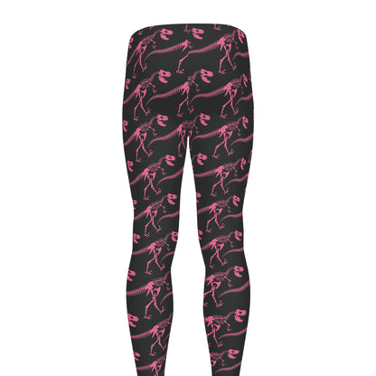 Pink Tyrannosaurus Fossil Pattern Print Men's leggings