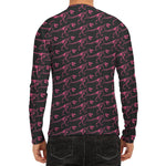 Pink Tyrannosaurus Fossil Pattern Print Men's Long Sleeve Rash Guard
