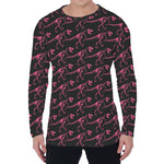 Pink Tyrannosaurus Fossil Pattern Print Men's Long Sleeve T-Shirt