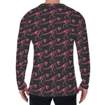 Pink Tyrannosaurus Fossil Pattern Print Men's Long Sleeve T-Shirt