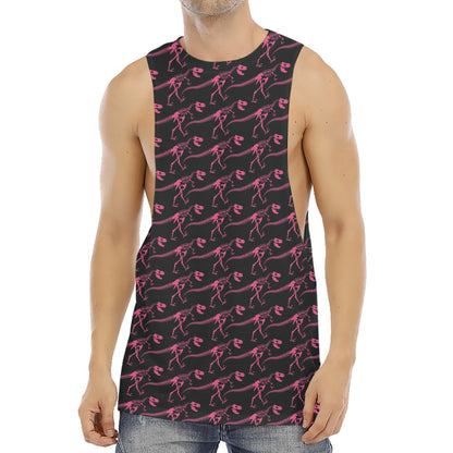 Pink Tyrannosaurus Fossil Pattern Print Men's Muscle Tank Top