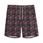 Pink Tyrannosaurus Fossil Pattern Print Men's Sports Shorts