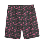 Pink Tyrannosaurus Fossil Pattern Print Men's Sports Shorts