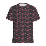 Pink Tyrannosaurus Fossil Pattern Print Men's Sports T-Shirt