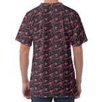 Pink Tyrannosaurus Fossil Pattern Print Men's Velvet T-Shirt