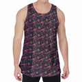 Pink Tyrannosaurus Fossil Pattern Print Men's Velvet Tank Top