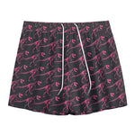 Pink Tyrannosaurus Fossil Pattern Print Mesh Shorts