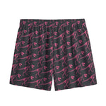 Pink Tyrannosaurus Fossil Pattern Print Mesh Shorts