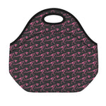 Pink Tyrannosaurus Fossil Pattern Print Neoprene Lunch Bag