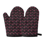 Pink Tyrannosaurus Fossil Pattern Print Oven Mitts