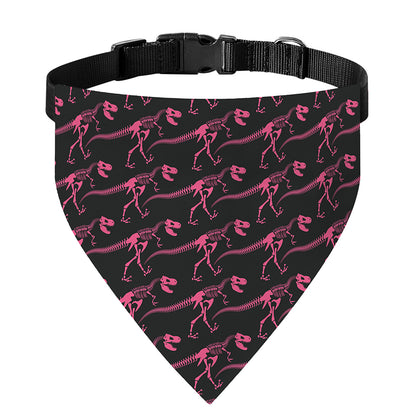 Pink Tyrannosaurus Fossil Pattern Print Over The Collar Dog Bandana