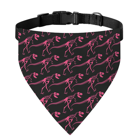 Pink Tyrannosaurus Fossil Pattern Print Over The Collar Dog Bandana