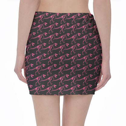 Pink Tyrannosaurus Fossil Pattern Print Pencil Mini Skirt