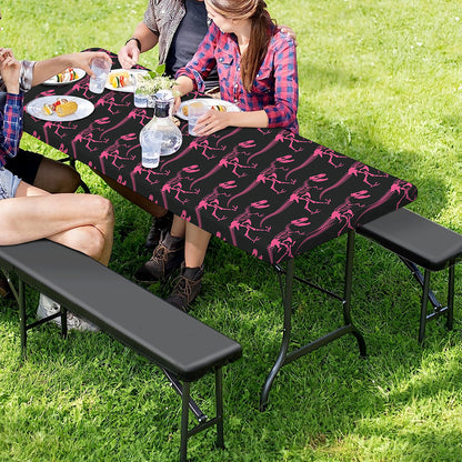 Pink Tyrannosaurus Fossil Pattern Print Picnic Table Cover
