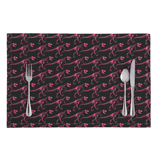 Pink Tyrannosaurus Fossil Pattern Print Placemat