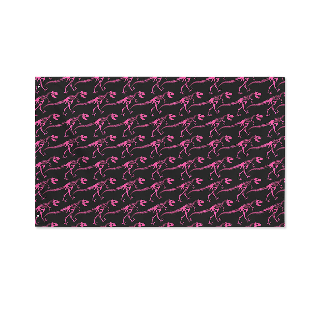 Pink Tyrannosaurus Fossil Pattern Print Polyester Flag