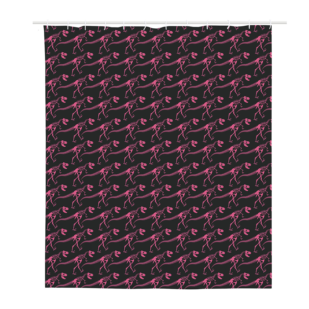 Pink Tyrannosaurus Fossil Pattern Print Polyester Shower Curtain