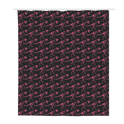 Pink Tyrannosaurus Fossil Pattern Print Polyester Shower Curtain