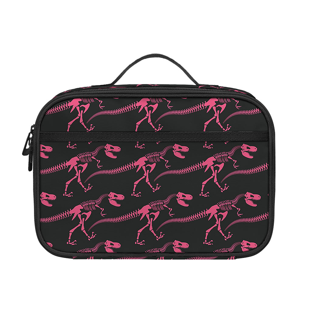 Pink Tyrannosaurus Fossil Pattern Print Portable Lunch Bag