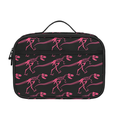 Pink Tyrannosaurus Fossil Pattern Print Portable Lunch Bag